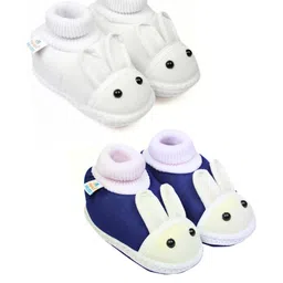 NESKA MODA 3 To 12 Months Infants 2 Pair Combo Pack Cute Soft Cotton Rabbit Booties-62