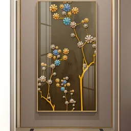 THE NEXT DECOR Brown Blossom Mural Glass Finish Vertical Wall Art-image-31
