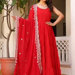 KALINI Women Pleated Kurta with Pyjamas & With Dupatta-picture-54