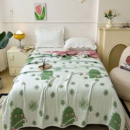 JC HOME Green & Pink Cartoon Characters AC Room 350 GSM Single Bed Quilt-image-60