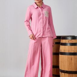 all about you Pure Cotton Shirt Collar Neck Shirt With Trousers Co-Ords With Crochet-image-33