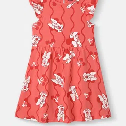 Nauti Nati Girls' Graphic Mickey Mouse Printed Flutter Sleeves Cotton A-Line Dress-picture-36