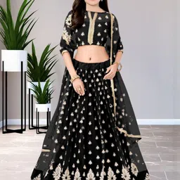 F Plus Fashion Girls Semi-Stitched Lehenga Set With Dupatta-image-93