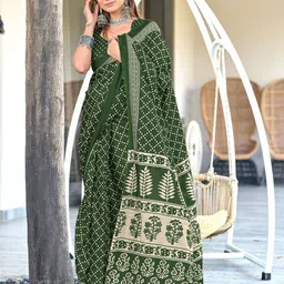 PEENGAX Bandhani Printed Pure Cotton Saree With Blouse Piece-52