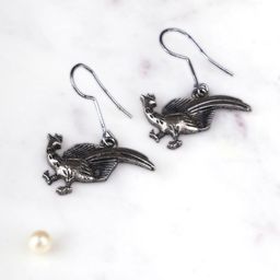 Adwitiya Silver-Plated Peacock Shaped Oxidised Drop Earrings-58