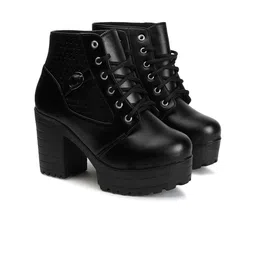 FRANINO PARIS Round Toe Lace Up Chunky Block Heeled Boots-image-72
