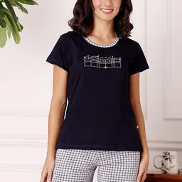 Bodycare Women Checked Printed Pure Cotton Night suit-picture-1