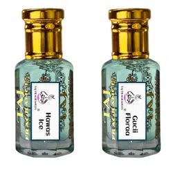 Taj Fragrances Unisex Set Of 2 Gucii Flora & Hawas Ice Long Lasting Attar - 6ml Each-0