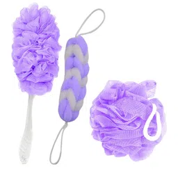 CareDone Set Of 3 Soft Round, Back Scrubber With Long Handle Loofah image 1