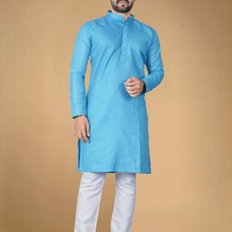 DVILLA Men Cotton Solid Straight Kurta-image-75