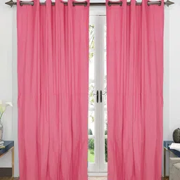 Saral Home Pink Set of 2 Striped Room Darkening Long Door Curtain-image-38
