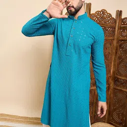 SWAGG INDIA Men Woven Design Casual Straight Kurta-picture-32