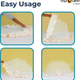 miss & chief Nylon Infants Foldable Baby Mosquito Net, Bottomless Net for Infants, 110x65x60cm Size Mosquito Net image 5