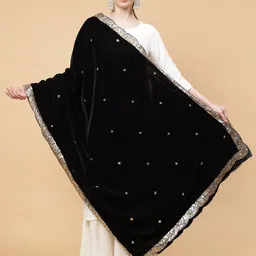 Moda Chales Embroidered Velvet Dupatta with Sequinned-17