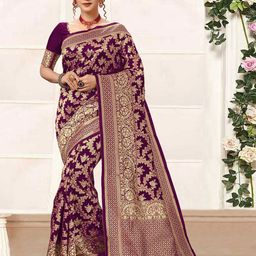 Trendmalls Floral Art Silk Banarasi Saree-image-40