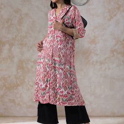 Moara Floral Printed Mandarin Collar A-Line Kurta-image-18