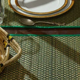 MAATIR DESIGNS 5 Pieces Green & Yellow Hand Woven Table Linen set-26