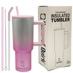 HOUSE OF QUIRK Pink & Grey Single Stainless Steel Solid Double Wall Vacuum Water Bottle-image-89