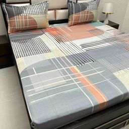 Pure Decor Grey & Black 260 TC Pure Cotton King Bedsheet Set 2.74 m x 2.77 m-image-95
