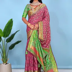 jayant creation Magenta Silk Blend Patola Sarees-picture-7