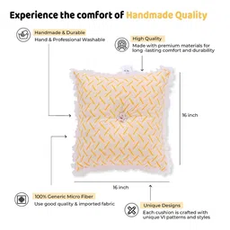 SH Creation and Handlooms 2-Pcs Yellow & White Self-Designed Pre-FilledCushions-14