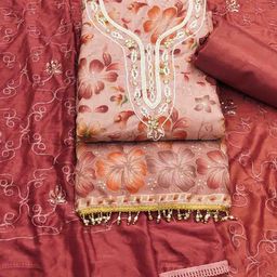 DIVASTRI Floral Embroidered Sequinned Organza Unstitched Dress Material-image-83