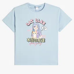 Koton Girls Typography Printed Round Neck Cotton T-shirt-picture-51