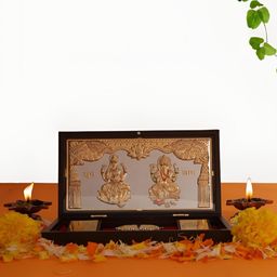 INTERNATIONAL GIFT Gold-Toned Lord Ganesh Charan Paduka Religious Foot Prints-image-22