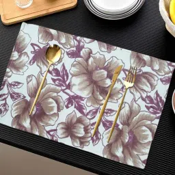 ANA Floral Table Placemats Set of 8 Mat With 1 Runner Cotton Printed Maroon | Heat Resistant | Washable | Non Slip Placemats Tea Table Cover |(13x18 Inches, Floral)-picture-7