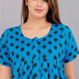 AAKARSHANA Blue Pure Cotton Maxi Printed Nightdress-picture-13