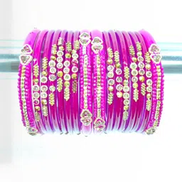 SAVORADE Set Of 16 Pink Glass Bangle-picture-24
