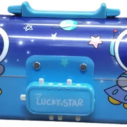 Astronaut in Space With Star, & Planet Password Protect Pen, Pencil Storage Compass Box, Price for 1 pc Art Plastic Pencil Box-28