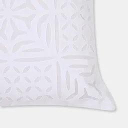 Fabindia Sangam White Applique Embroidered Cotton Square Cushion Cover-image-35