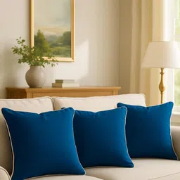 wakefit 3 Piece Teal Blue Square Shaped Pre-Filled Cushions-image-41