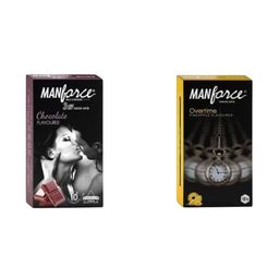 Manforce Set Of 2 Make Out Wild Condom-Chocolate & Overtime Condoms-Pineapple-10Pcs each-73