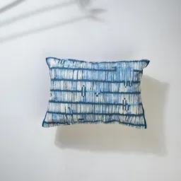 FREEDOM TREE Agama Herringbone Blue Geometric Printed Rectangle Cotton Cushion Cover-12