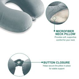 Aura Grey Set of 2 Memory Foam Filled Polyester Travel Pillow With Eye Mask image 5