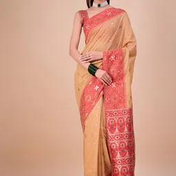 House of Pataudi Woven Design Zari Saree With Unstitched Blouse-image-93