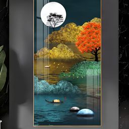 THE NEXT DECOR Tranquil Waterscape Glass Finish Vertical Wall Art-image-77