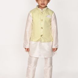 Pehanaava Boys Mandarin Collar Kurta with Pyjamas & Waistcoat-98