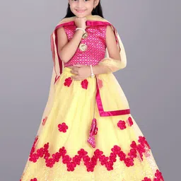 BAESD Girls Embroidered Sequinned Ready to Wear Lehenga & Blouse With Dupatta-image-71