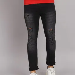 COMFITS Men Classic Straight Fit Slash Knee Light Fade Jeans-image-87