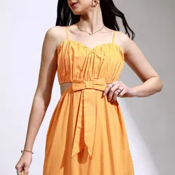 ESPYR By Tokyo Talkies Women Solid Cotton Fit & Flare Dress-image-6