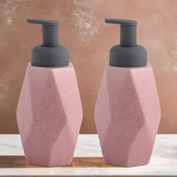 UMAI Pink & Grey 2 piece Textured Ceramic Soap Dispenser-28
