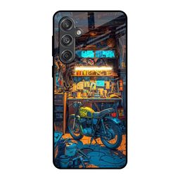 QRIOH Garage Guardian Printed Samsung Galaxy M55 5G Glass Back Case Mobile Accessories-image-23