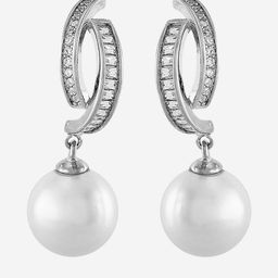 Kushal's Fashion Jewellery Rhodium Plated Zircon Studded Contemporary Drop Earrings-picture-22