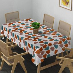 Arrabi Cream Coloured & Red Floral Printed 8-Seater Table Cover-1