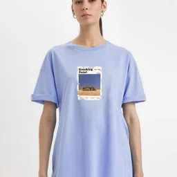MISCHIEF MONKEY Women Printed Drop-Shoulder Sleeves Pockets T-shirt-image-84