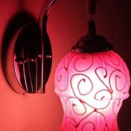 Somil Premium Designer Glass Wall / Night Lamp Elegant & Stylish Dcor Accent for Modern Interiors, color, Pink, White, Size:- 19 X 23 X 26.5 CM-image-77
