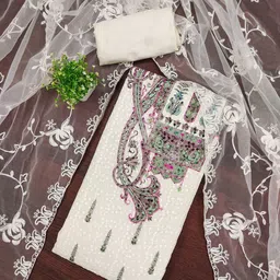 LeeliPeeri Designer Floral Embroidered Georgette Unstitched Dress Material-image-46
